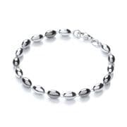 J-Jaz Rhodium plated Sterling Silver & Ruthenium Oval Bead Bracelet