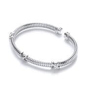 J-Jaz Rhodium plated three Cubic Zirconia kisses torque Bangle