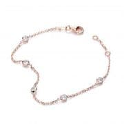 J-Jaz Rose Coated Sterling Silver Rubover 5 Cz's Bracelet 7"