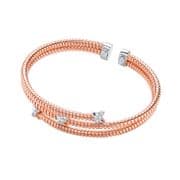 J-Jaz Rose tone sterling silver with cubic zirconia kisses Torque flex bangle