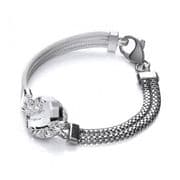 J-Jaz Ruthenium & Silver Mesh Bracelet