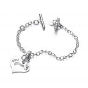 J-Jaz Silver Heart Bracelet with Floating Swarovski Elements