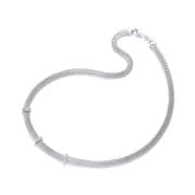 J-Jaz Silver Mesh with Cz's Necklace 17"
