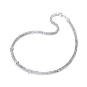 J-Jaz Silver Mesh with Cz's Necklace 17