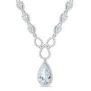 J-Jaz Silver Pear Shaped Drop Set Cz's Necklace 18"