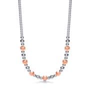 J-Jaz Silver & Rose Plated Beads Necklace 17"