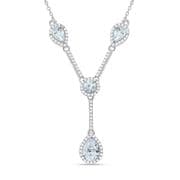 J-Jaz Silver Tear Drops & Round Cz's Necklace 18"