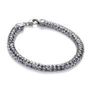 J-Jaz Sterling Silver D-Shape Ruthenium Colour Mesh Bracelet