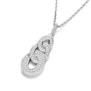 J-Jaz Sterling silver Micro Pave woven Cubic zirconia Drop Pendant with 18" Chain