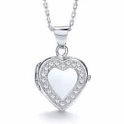 J-Jaz Sterling silver Rhodium plated Cubic Zirconia Heart on 18" chain