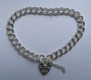 Ladies 6.8mm thick Sterling Silver Double link charm Bracelet 12g