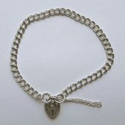 Ladies 7" 4mm thick Double link sterling silver charm bracelet 5g