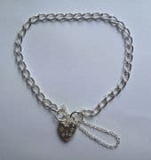 Ladies 7" 4mm thick sterling silver charm bracelet 6.8g