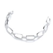 Ladies 7.5 inch J-Jaz Micro pave Cubic Zirconia Oblong link bracelet