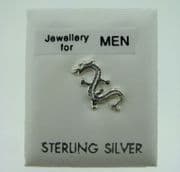 Mens Sterling silver Gents Dragon single stud earring