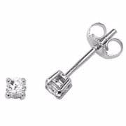 Platinum Four claw Prong set Round Diamond stud Earrings 0.2ct TCW 1/5 ct