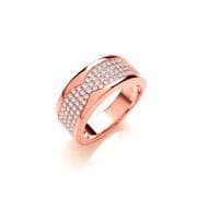 Rose gold plated Sterling silver Cubic Zirconia Four row pave half eternity ring