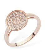 Rose gold plated Sterling silver Cubic Zirconia round top table ring