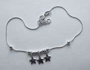 Sterling Silver Anklet with Stars and beads