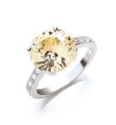 Sterling silver citrine Cubic Zirconia ring with clear shoulder stones