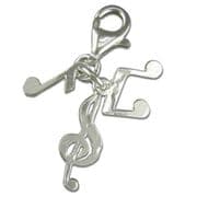 Sterling Silver Clip on Musical Notes charm