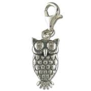 Sterling Silver clip on Owl Charm
