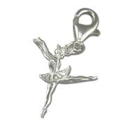 Sterling silver clip on small Ballerina charm