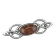 Sterling Silver Cognac amber swirl Brooch