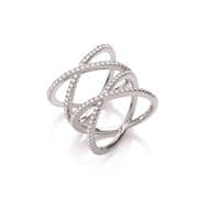 Sterling silver Cubic Zirconia double crossover ring