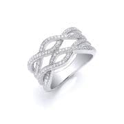 Sterling silver Cubic Zirconia double woven eternity ring