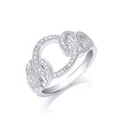 Sterling silver Cubic Zirconia interlinked circles ring