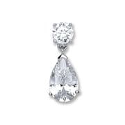 Sterling Silver Cubic Zirconia Pear Shaped Pendant 3.8g