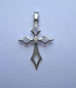 Sterling Silver Cubic Zirconia set pointed cross pendant