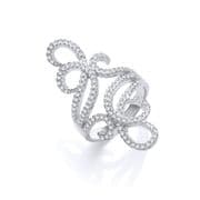 Sterling silver Cubic Zirconia swirl fancy statement ring