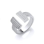 Sterling silver Cubic Zirconia T Bar torque ring