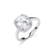 Sterling silver cushion cut Cubic Zirconia halo ring