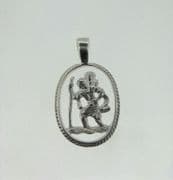 Sterling silver cut out st christopher pendant with rope edges 1.65g
