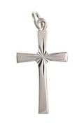 Sterling Silver diamond cut sun ray cross pendant