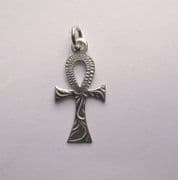Sterling Silver engraved ankh cross pendant