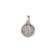 Sterling silver Extra small round st christopher pendant with Diamond cut edges