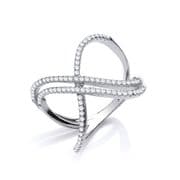 Sterling silver Fancy Cubic Zirconia crossover ring