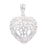 Sterling Silver Filigree heart shaped Pendant