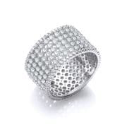 Sterling silver five row full eternity Cubic Zirconia ring