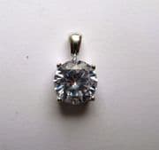 Sterling silver four claw set 8mm Cubic Zirconia solitaire pendant