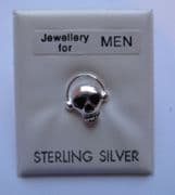 Sterling Silver Gents Single Skull and head phones stud earring