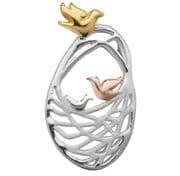 Sterling silver gold plated detail Bird in Nest pendant