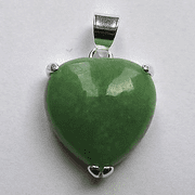 Sterling Silver Green Jade Heart Pendant 5.63g