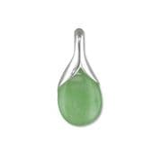 Sterling Silver Green Jade Teardrop Pendant 3.85g