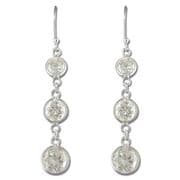 Sterling silver Hook in triple Cubic Zirconia drop earrings