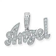 Sterling Silver large Cubic Zirconia Angel Pendant 4.1g